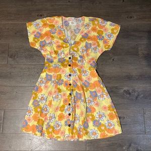Marine Layer Camila Mini Dress in Yellow Vintage Floral Print